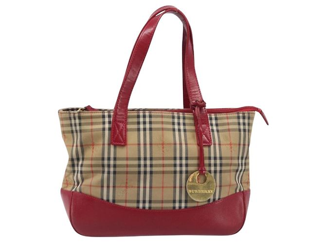 Borsa a mano BURBERRY Nova Check Canvas Beige Gold Auth 200887 D'oro - vista 13