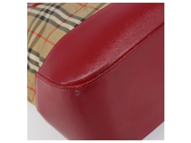 Borsa a mano BURBERRY Nova Check Canvas Beige Gold Auth 200887 D'oro - vista 14