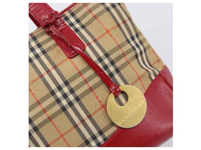 Borsa a mano BURBERRY Nova Check Canvas Beige Gold Auth 200887 D'oro - vista 17