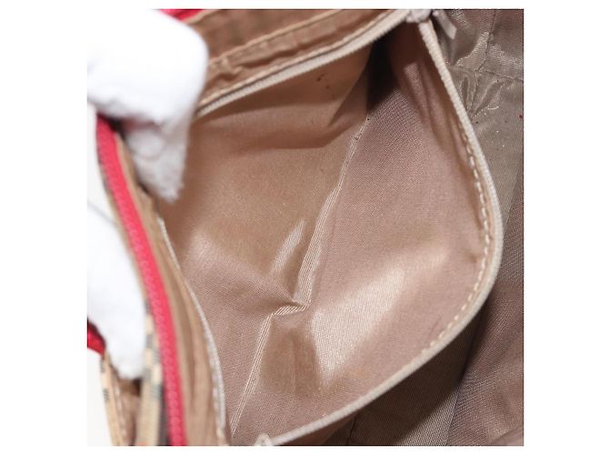 Borsa a mano BURBERRY Nova Check Canvas Beige Gold Auth 200887 D'oro - vista 21