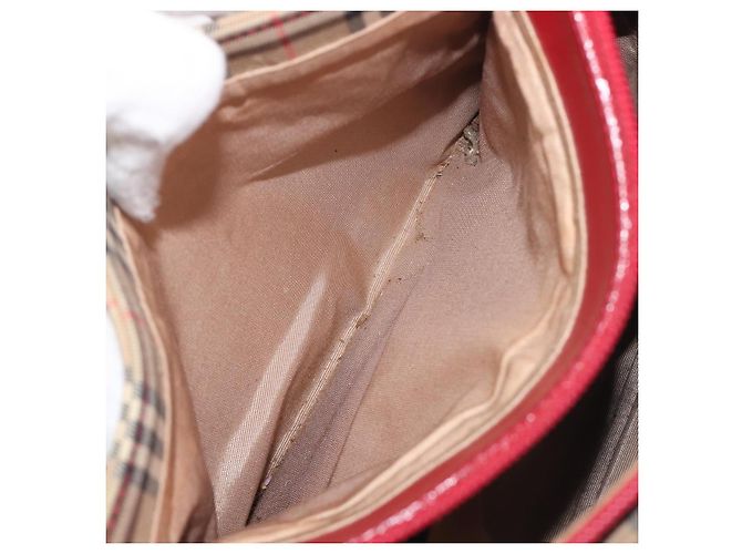 Borsa a mano BURBERRY Nova Check Canvas Beige Gold Auth 200887 D'oro - vista 23