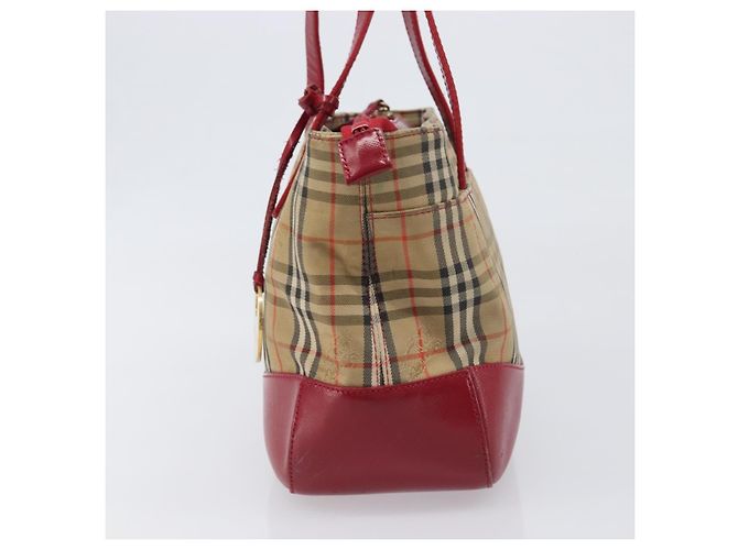 Borsa a mano BURBERRY Nova Check Canvas Beige Gold Auth 200887 D'oro - vista 3