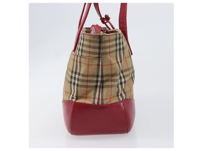 Borsa a mano BURBERRY Nova Check Canvas Beige Gold Auth 200887 D'oro - vista 4