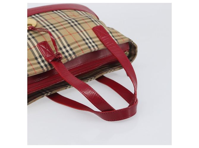 Borsa a mano BURBERRY Nova Check Canvas Beige Gold Auth 200887 D'oro - vista 7