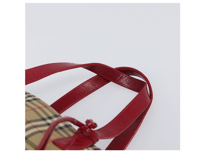 Borsa a mano BURBERRY Nova Check Canvas Beige Gold Auth 200887 D'oro - vista 8