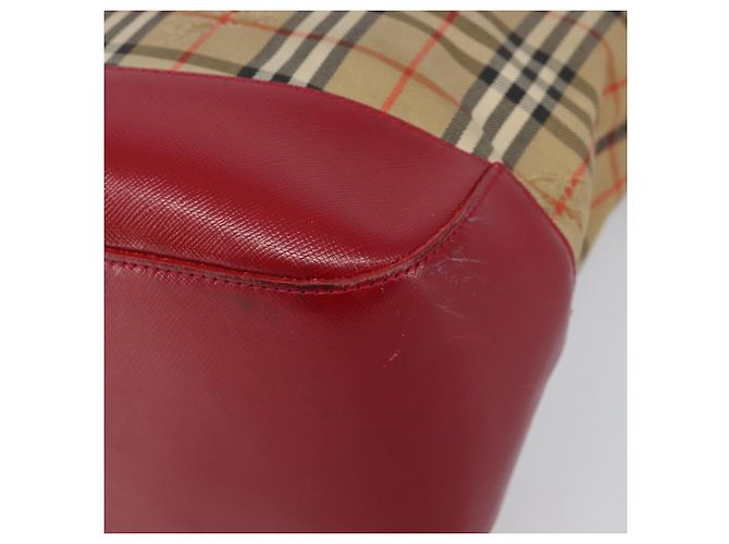 Borsa a mano BURBERRY Nova Check Canvas Beige Gold Auth 200887 D'oro - vista 9