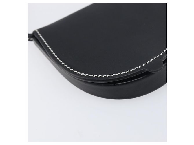 LOEWE Portamonete da collo in pelle nera Auth 198798A Nero - vista 17