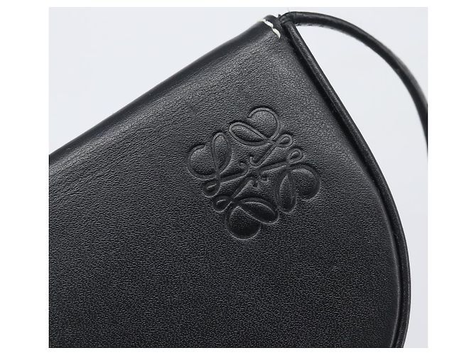 LOEWE Portamonete da collo in pelle nera Auth 198798A Nero - vista 18