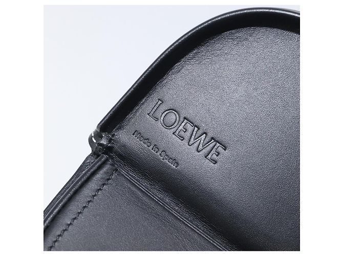 LOEWE Portamonete da collo in pelle nera Auth 198798A Nero - vista 19