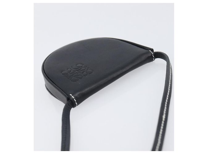 LOEWE Portamonete da collo in pelle nera Auth 198798A Nero - vista 6
