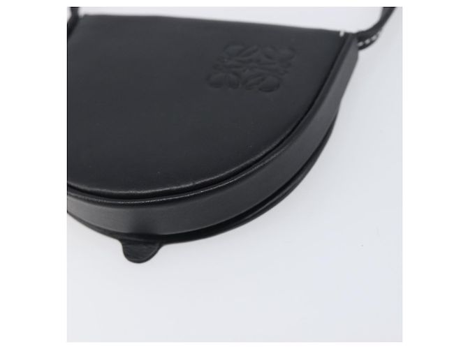 LOEWE Portamonete da collo in pelle nera Auth 198798A Nero - vista 9