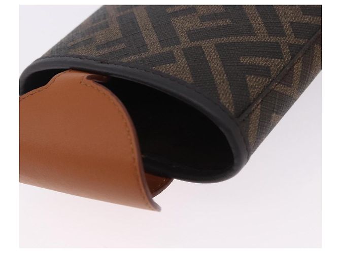FENDI Zucca Canvas Drink Holder PVC Black Brown Auth 195995M - view 14