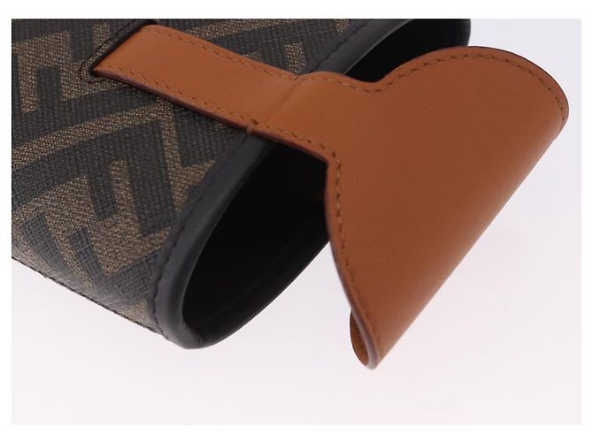 FENDI Zucca Canvas Drink Holder PVC Black Brown Auth 195995M - view 15