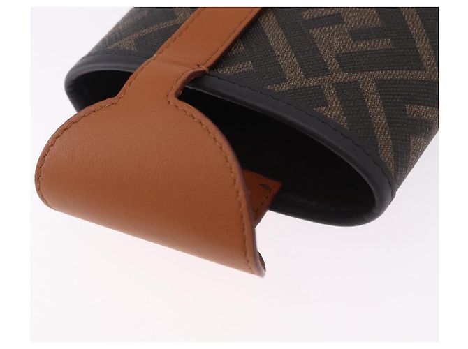 FENDI Zucca Canvas Drink Holder PVC Black Brown Auth 195995M - view 16