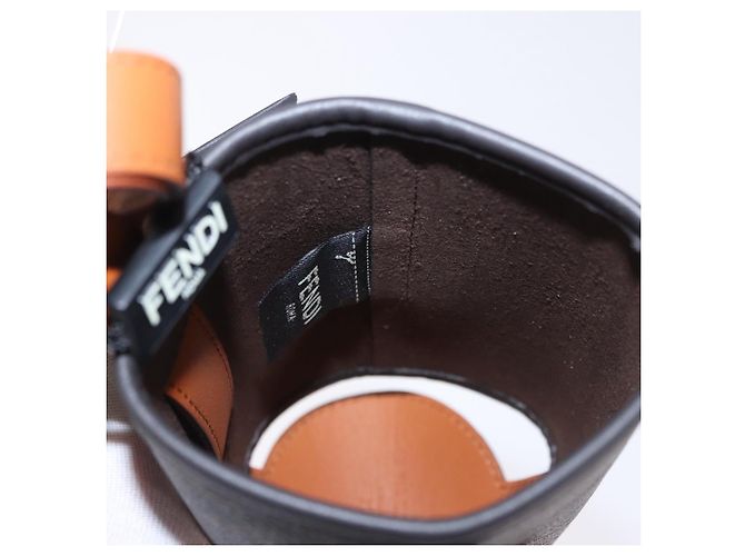 FENDI Zucca Canvas Drink Holder PVC Black Brown Auth 195995M - view 17