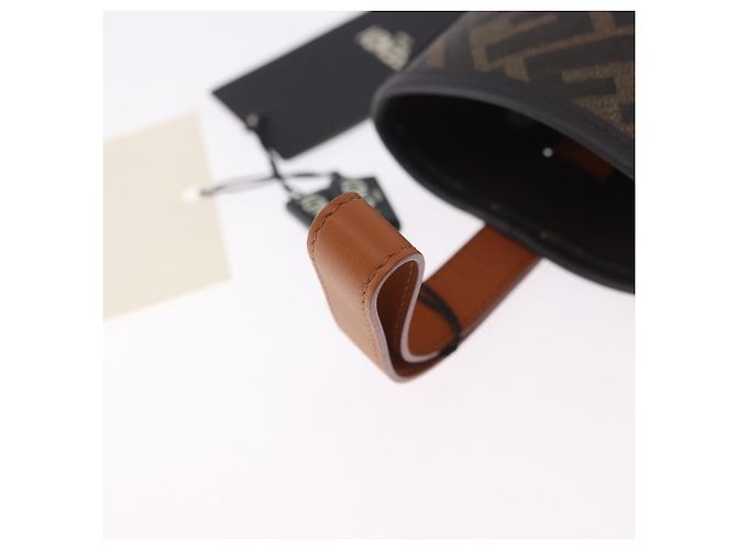 FENDI Zucca Canvas Drink Holder PVC Black Brown Auth 195995M - view 7