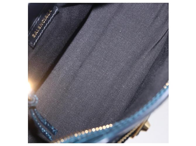 BALENCIAGA Classic Metallic Edge Mini City Leather 2way 390160 Auth 197318SAM Blu D'oro - vista 10