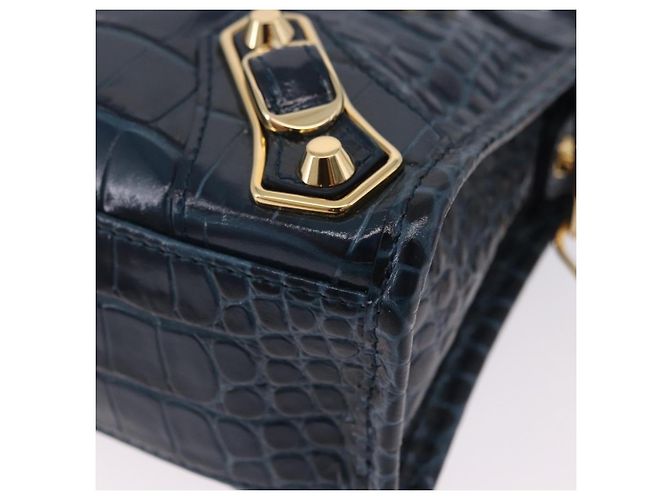 BALENCIAGA Classic Metallic Edge Mini City Leather 2way 390160 Auth 197318SAM Blu D'oro - vista 16