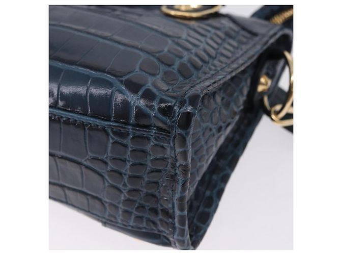 BALENCIAGA Classic Metallic Edge Mini City Leather 2way 390160 Auth 197318SAM Blu D'oro - vista 18