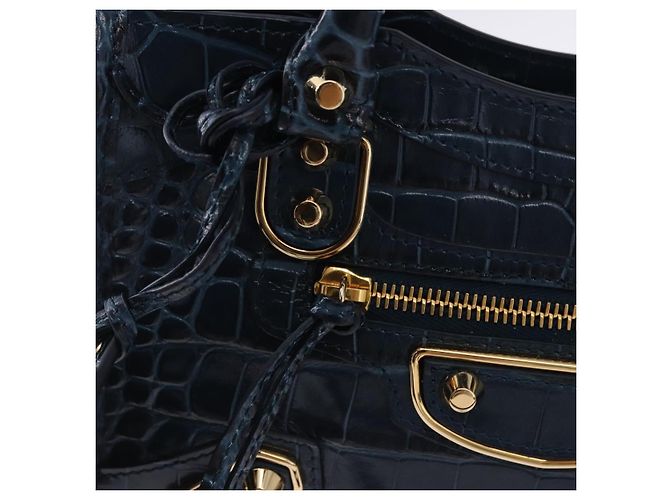 BALENCIAGA Classic Metallic Edge Mini City Leather 2way 390160 Auth 197318SAM Blu D'oro - vista 20