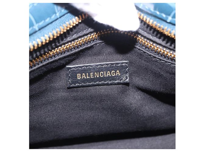 BALENCIAGA Classic Metallic Edge Mini City Leather 2way 390160 Auth 197318SAM Blu D'oro - vista 22