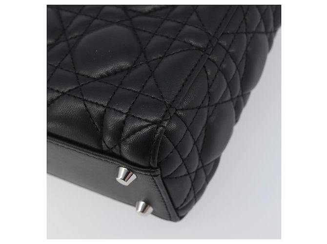 Borsa a mano Christian Dior Lady Dior in pelle d'agnello 2way Nero Argento Auth BA14814SM - vista 15