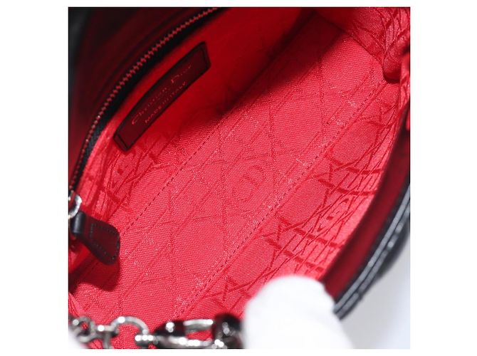 Borsa a mano Christian Dior Lady Dior in pelle d'agnello 2way Nero Argento Auth BA14814SM - vista 20