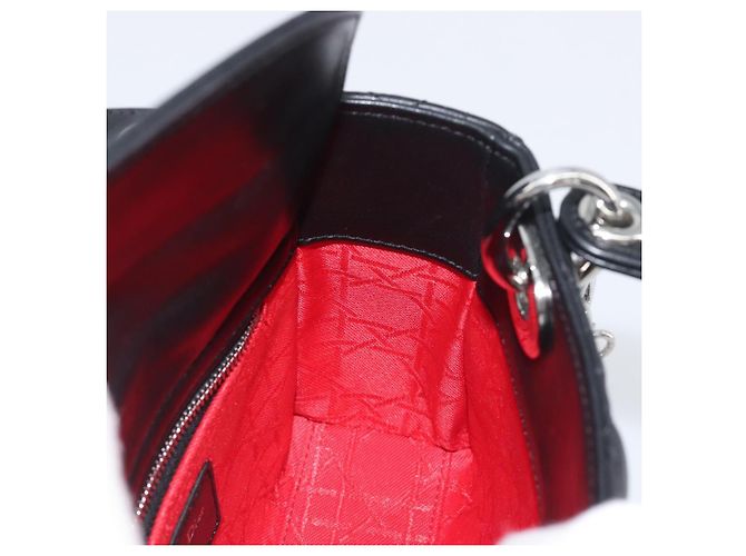 Borsa a mano Christian Dior Lady Dior in pelle d'agnello 2way Nero Argento Auth BA14814SM - vista 21