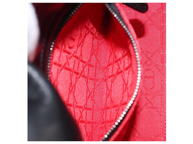 Borsa a mano Christian Dior Lady Dior in pelle d'agnello 2way Nero Argento Auth BA14814SM - vista 24