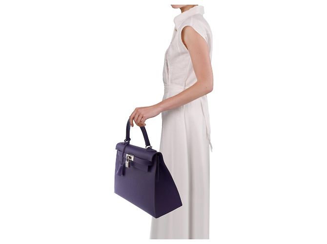 Hermès Borsa HERMES Kelly 28 in Pelle Violetta - 103871 Porpora - vista 13