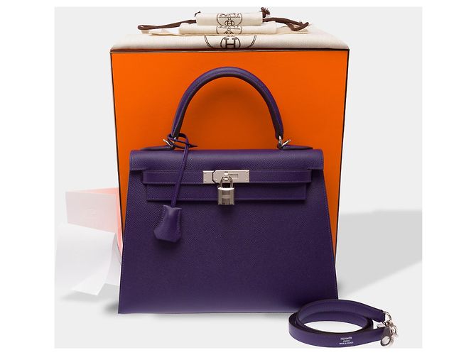 Hermès Borsa HERMES Kelly 28 in Pelle Violetta - 103871 Porpora - vista 2
