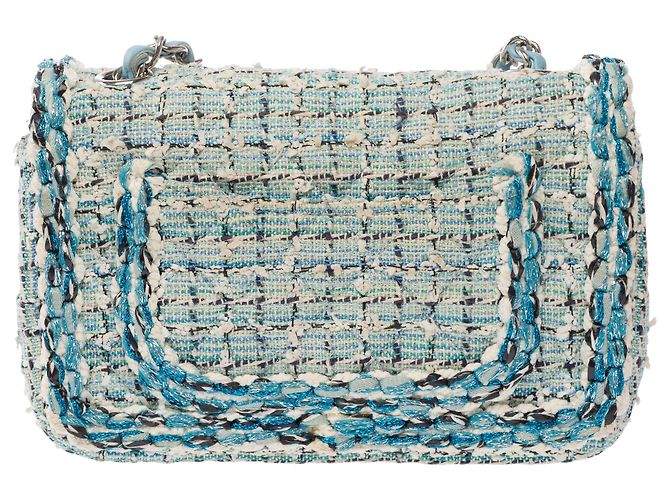 Borsa CHANEL Timeless/Classique in Tweed Blu - 103865 - vista 3