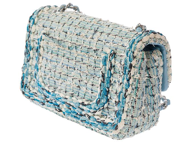 Borsa CHANEL Timeless/Classique in Tweed Blu - 103865 - vista 5