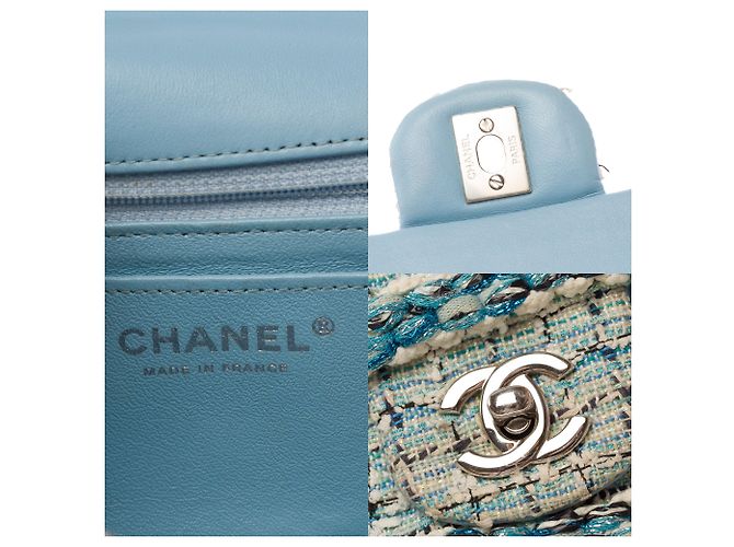 Borsa CHANEL Timeless/Classique in Tweed Blu - 103865 - vista 6
