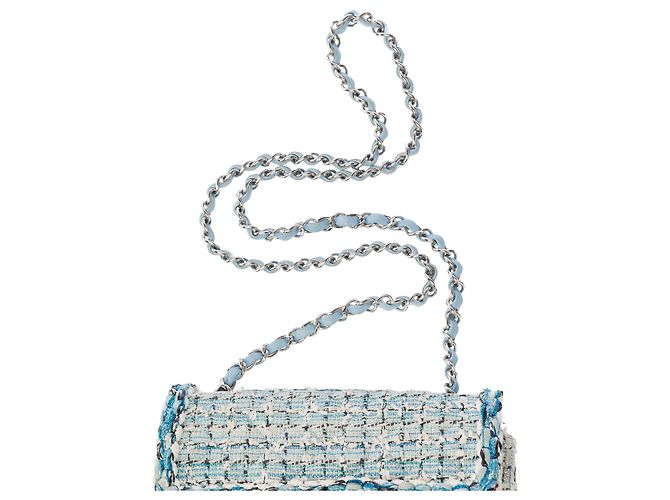 Borsa CHANEL Timeless/Classique in Tweed Blu - 103865 - vista 9