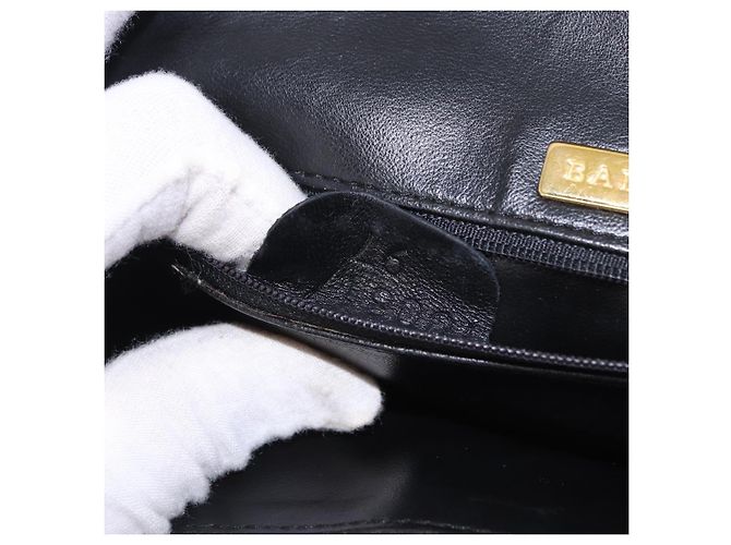 Borsa a tracolla con catena BALLY in pelle nera e oro Auth kk709A Nero D'oro - vista 11