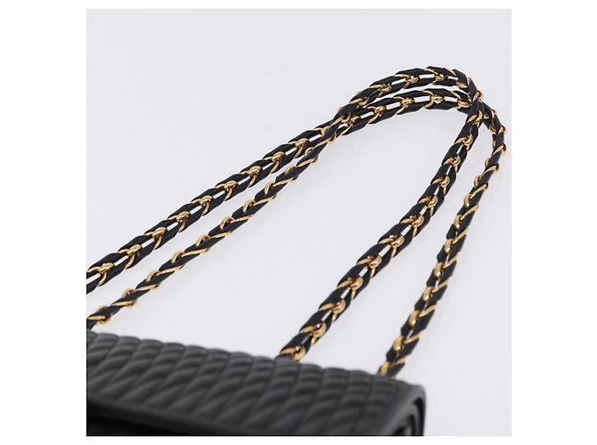 Borsa a tracolla con catena BALLY in pelle nera e oro Auth kk709A Nero D'oro - vista 14