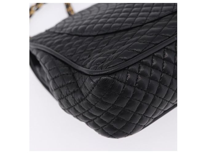 Borsa a tracolla con catena BALLY in pelle nera e oro Auth kk709A Nero D'oro - vista 16