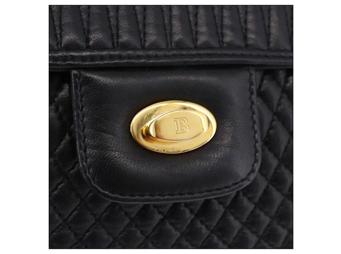 Borsa a tracolla con catena BALLY in pelle nera e oro Auth kk709A Nero D'oro - vista 18