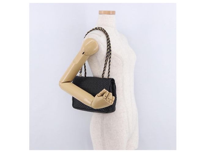 Borsa a tracolla con catena BALLY in pelle nera e oro Auth kk709A Nero D'oro - vista 25