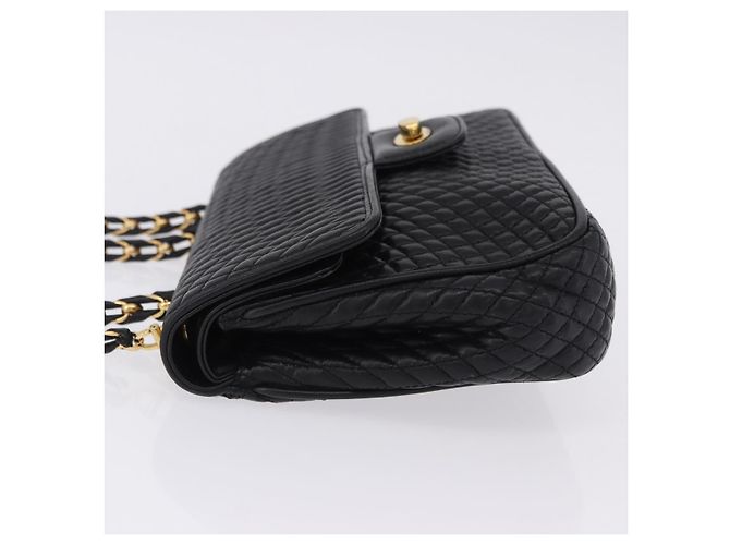 Borsa a tracolla con catena BALLY in pelle nera e oro Auth kk709A Nero D'oro - vista 4