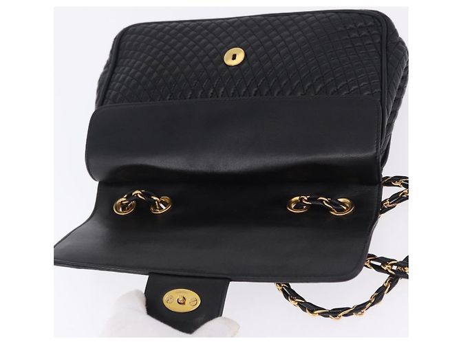 Borsa a tracolla con catena BALLY in pelle nera e oro Auth kk709A Nero D'oro - vista 9