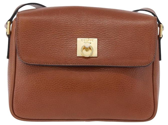 Céline Borsa a tracolla CELINE in pelle marrone e oro Auth 197663V D'oro - vista 13