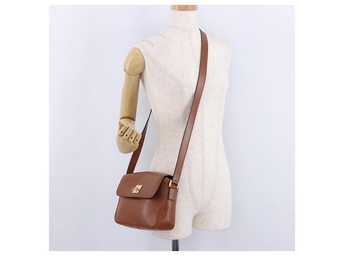 Céline Borsa a tracolla CELINE in pelle marrone e oro Auth 197663V D'oro - vista 23