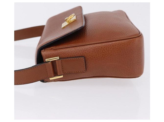Céline Borsa a tracolla CELINE in pelle marrone e oro Auth 197663V D'oro - vista 5