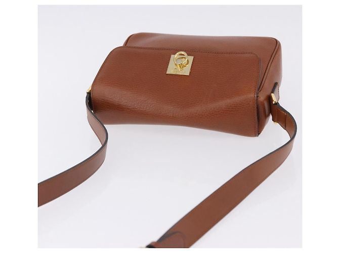 Céline Borsa a tracolla CELINE in pelle marrone e oro Auth 197663V D'oro - vista 7