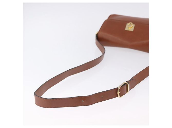 Céline Borsa a tracolla CELINE in pelle marrone e oro Auth 197663V D'oro - vista 8