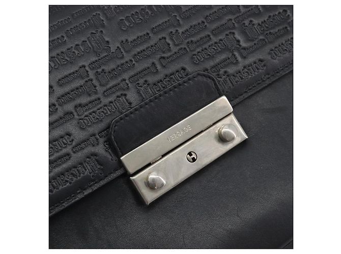 Borsa a mano VERSACE in pelle 2way Nero Argento Auth BA14829 - vista 19