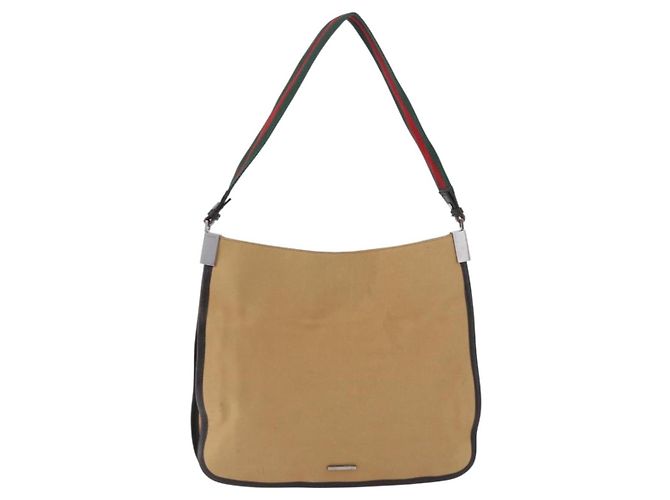 Borsa a tracolla GUCCI Web Sherry Line Canvas Beige Silver 001 4321 Auth 199680A Argento - vista 2