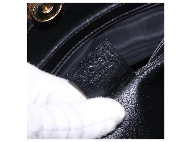 Céline Borsa a tracolla CELINE Macadam Canvas PVC Leather Black Gold Auth 197880V Nero D'oro - vista 11